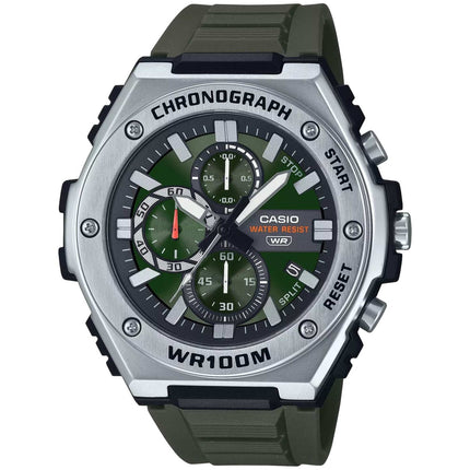 Casio Men's Watch - Chronograph Quartz Green Dial Black Resin Strap | MWA300H-3A ,