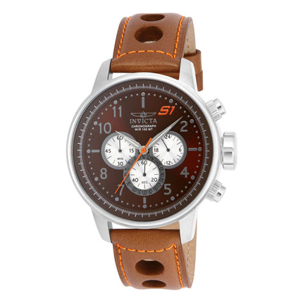 Invicta Men's Chronograph Watch - S1 Rally Brown Dial Leather Strap | 16015 ,