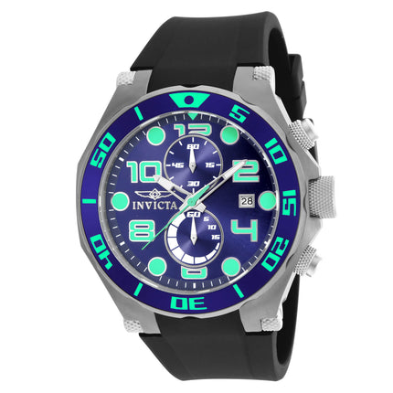 Invicta 17813 Men's Pro Diver Quartz Chronograph Blue Dial Black Rubber Strap Watch ,
