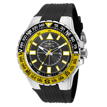 Invicta 19267 Men's Aviator Black Dial Black Silicone Rubber Strap Compass Watch ,
