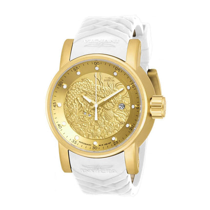 Invicta 19546 Men's S1 Rally Gold Dial Yellow Gold Plated Steel White Silicone Strap Watch ,