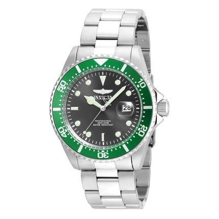 Invicta Men's Stainless Steel Watch - Pro Diver Dive Green Accented Bezel Grey Dial | 22021 ,