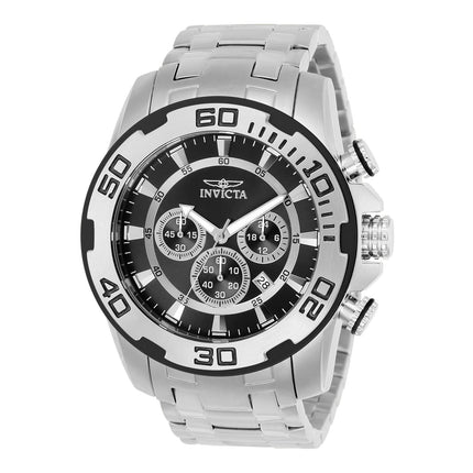 Invicta 22318 Men's Pro Diver Chronograph Black Dial Stainless Steel Bracelet Quartz Watch ,