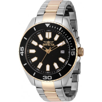 Invicta Men's Watch - Pro Diver Quartz Black Brass Dial Two Tone Bracelet | 46319 ,
