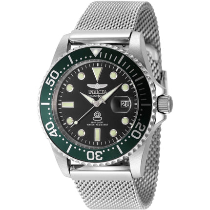 Invicta Men's Watch - Pro Diver Quartz Black Dial Silver Steel Bracelet Dive | 48214 ,