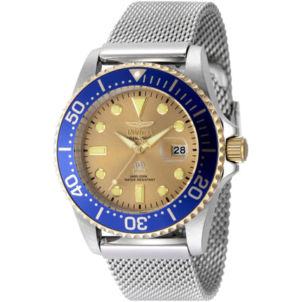 Invicta Men's Watch - Pro Diver Quartz Gold Tone Dial Silver Steel Bracelet | 48216 ,