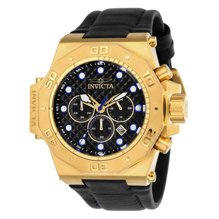 Invicta 23103 Men's Akula Quartz Chronograph Black Dial Black Leather Strap Dive Watch ,