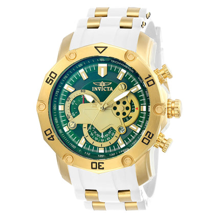 Invicta 23422 Men's Pro Diver Green & Gold Dial Steel & Silicone Strap Chronograph Watch ,