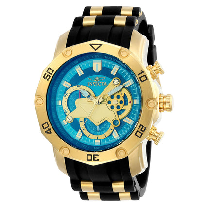 Invicta 23426 Men's Pro Diver Chronograph Blue & Gold Dial Steel & Silicone Strap Watch ,