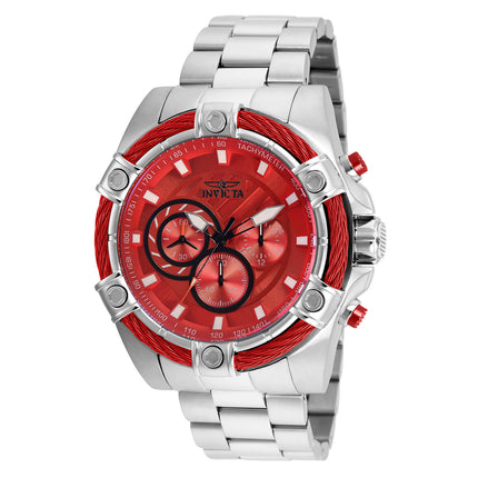 Invicta Men's Chronograph Watch - Bolt Red Dial Stainless Steel Bracelet | 25513 ,