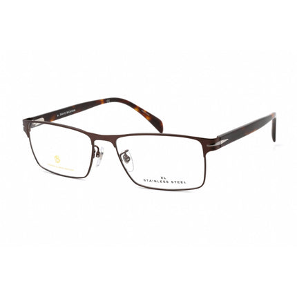 David Beckham Men's Eyeglasses - Matte Brown Metal Rectangular Frame | DB7015 Y24 00 ,