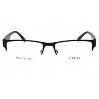 Guess Men's Eyeglasses - Matte Black Metal Half Rim Rectangular Frame | GU50017 002 ,