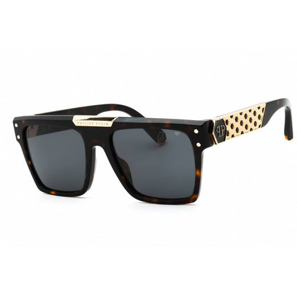 Philipp Plein Men's Sunglasses - Shiny Dark Havana Plastic Browline | SPP080 0722 ,