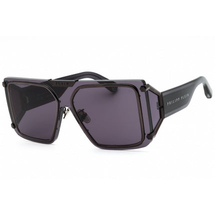 Philipp Plein Unisex Sunglasses - Shiny Dark Grey Metal Oversized Frame | SPP096M 0I86 ,