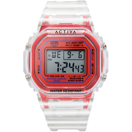 Invicta Unisex Watch - Activa Digital Red Dial Transparent Strap | ACW424-009 ,