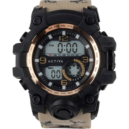 Invicta Unisex Digital Watch - Activa Cold Light Tan Silicone Strap Alarm | ACW435-005 ,