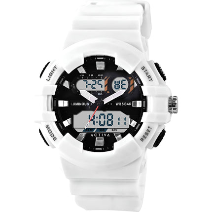 Invicta Unisex Watch - Activa Alarm Analog-Digital Dial White Strap | ACW496-002 ,