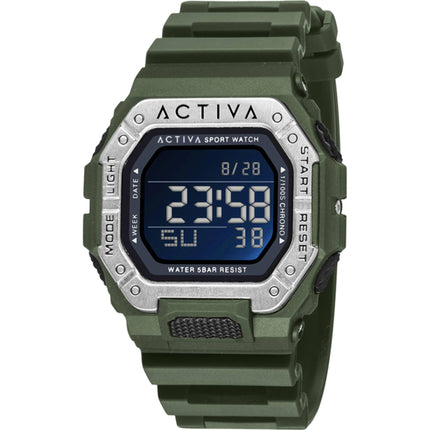 Invicta Unisex Digital Watch - Activa Chronograph Black Dial Green Strap | ACW8059-003 ,