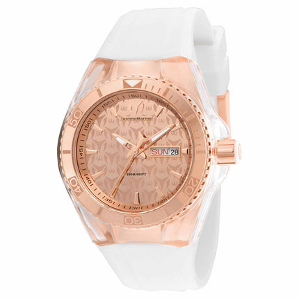 Technomarine TM-115001 Unisex Cruise Rose Gold Dial White Silicone Strap Dive Watch ,