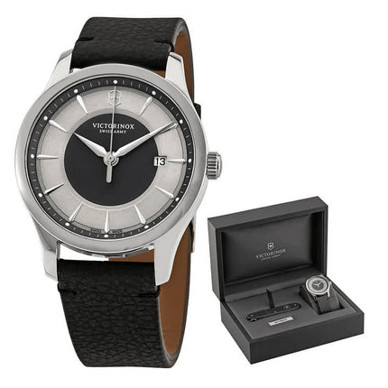 Victorinox Swiss Army Men's Strap Watch & Pioneer Knife - Alliance Black Leather | 241804.1 ,