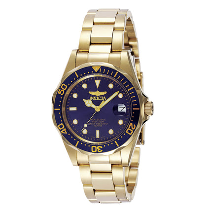 Invicta Men's Yellow Gold Steel Watch - Pro Diver Quartz Blue Dial Date | 8937 ,