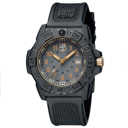Luminox Men's Quartz Watch - Navy Seal Black Dial Rubber Strap | 3508.Gold ,