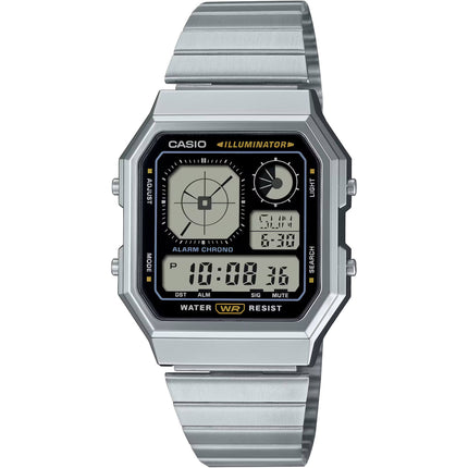 Casio Unisex Watch World Time Black and Grey Digital Dial Bracelet A130WE-1ACF ,