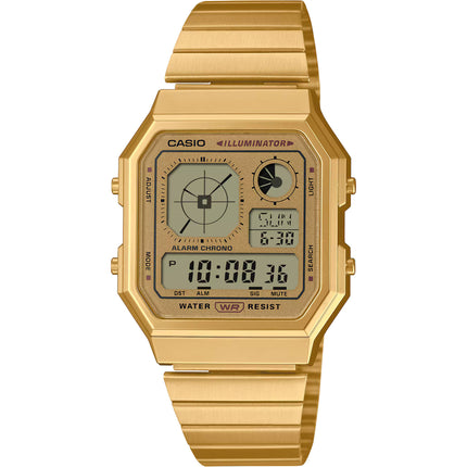 Casio Unisex Watch World Time Yellow Gold Steel Bracelet Digital A130WEG-9ACF ,