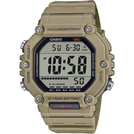 Casio Unisex Watch Dual Time Grey Digital Dial Khaki Resin Strap AE-1600H-5AVCF ,