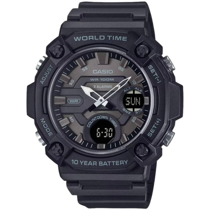 Casio Men's Watch World Time Black and Grey Dial Analog-Digital AEQ-120W-1BVCF ,