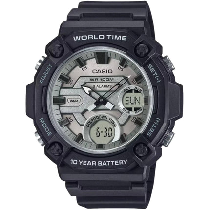 Casio Men's Watch World Time Green and Grey Analog-Digital Dial AEQ-120W-7AVCF ,