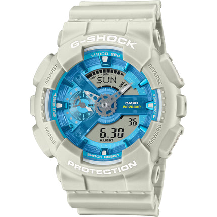 Casio Men's Watch G-Shock World Time Blue and Grey Ana-Digi Dial GA-110AS-5ACR ,