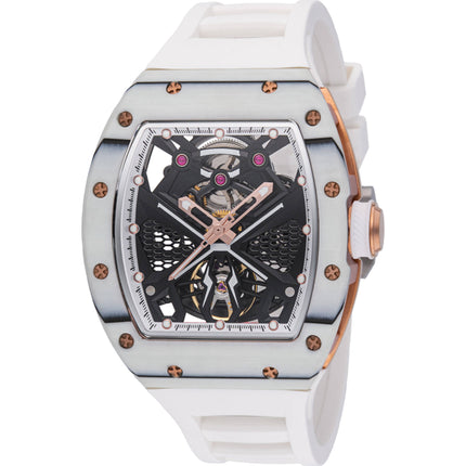 Invicta Men's Watch S1 Rally Automatic Skeleton Dial White Silicone Strap 49015 ,