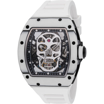 Invicta Men's Watch S1 Rally Black and Silver Skeleton Dial White Strap 49026 ,