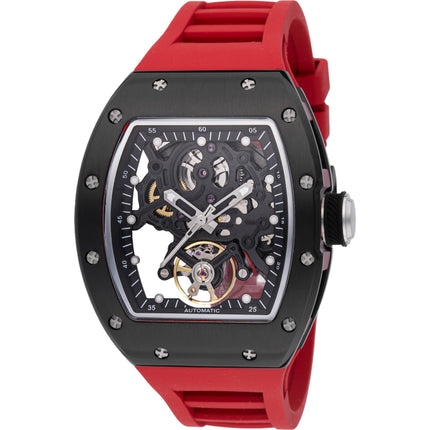 Invicta Men's Watch S1 Rally Black and Silver Tone Skeleton Dial Red Strap 49027 ,