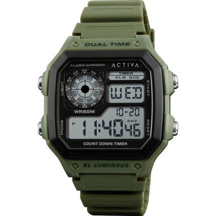 Invicta Men's Watch Activa Alarm Chrono Army Green Strap Digital ACW1299-002 ,