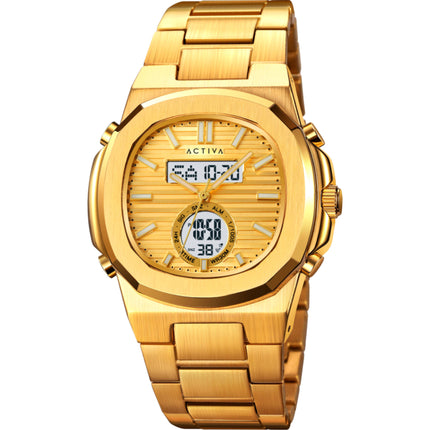 Invicta Men's Watch Activa Alarm Gold and Grey Analog-Digital Dial ACW2279-001 ,