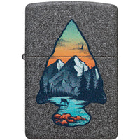 Zippo Windproof Pocket Lighter Arrowhead and Mountain Design Iron Stone 46007 ,