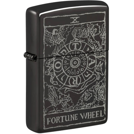 Zippo Windproof Lighter Wheel of Fortune design High Polish Black Finish 46138 ,