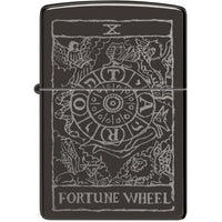 Zippo Windproof Lighter Wheel of Fortune design High Polish Black Finish 46138 ,