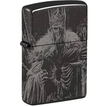 Zippo Windproof Pocket Lighter Skull King design High Polish Black Finish 46139 ,