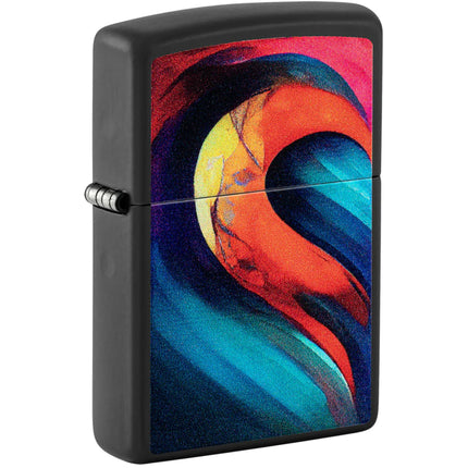 Zippo Windproof Lighter Set Color Image Whole Heart design Black Matte 46154 ,