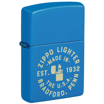 Zippo Windproof Pocket Lighter Zippo Seal design Sky Blue Matte Finish 46173 ,