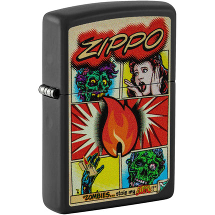Zippo Windproof Pocket Lighter Comic Zombies Design Classic Black Matte 46229 ,