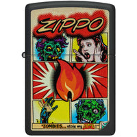 Zippo Windproof Pocket Lighter Comic Zombies Design Classic Black Matte 46229 ,