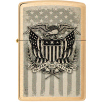Zippo Windproof Pocket Lighter American Crest Design Classic Brushed Brass 46230 ,