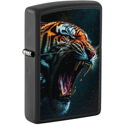 Zippo Windproof Pocket Lighter Tiger Roar Design Black Matte Color Image 46241 ,