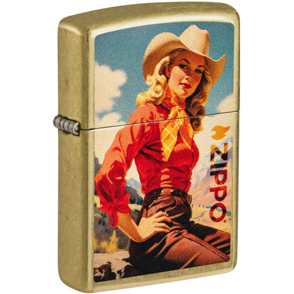 Zippo Windproof Pocket Lighter Rancher Design Classic Street Brass Finish 46248 ,