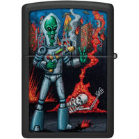 Zippo Windproof Lighter Alien Attack Two-Sided Design Black Matte Finish 46250 ,