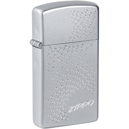Zippo Windproof Pocket Lighter Slim Zippo Dot Design Satin Chrome 46271 ,